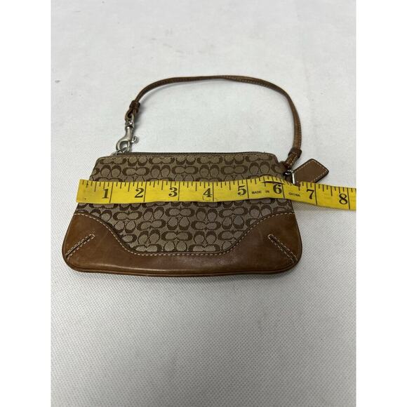 COACH Brown Signature C Monogram Fabric Wristlet Pouch Bag - Picture 6 of 6